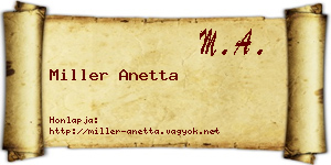 Miller Anetta névjegykártya